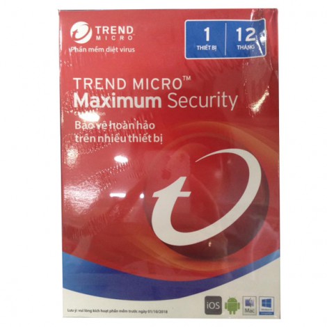 Phần mềm diệt Virus Trend Micro Maximum Security 1PC version 12 (2019) Box