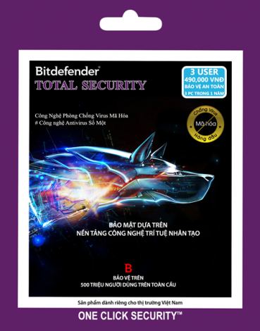 Phần mềm diệt virus Bitdefender TOTAL 3U/1Y