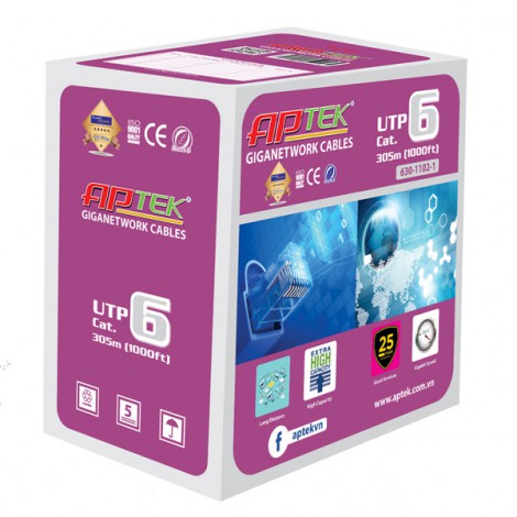 Cable thùng Aptek Cat 6 UTP 305m