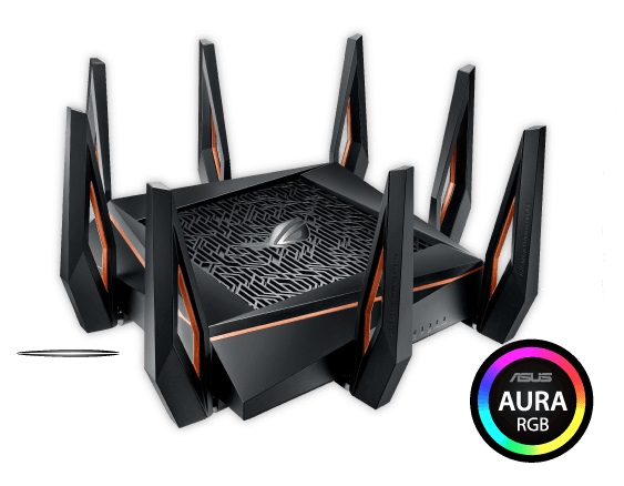 Router Wifi ASUS ROG Rapture GT-AX11000 (Gaming Router) Wifi AX11000 3 băng tần 10 Gigabit, Wifi 6 (802.11ax), AiMesh 360 WIFI Mesh, WTFast, AiProtection, AURA RGB