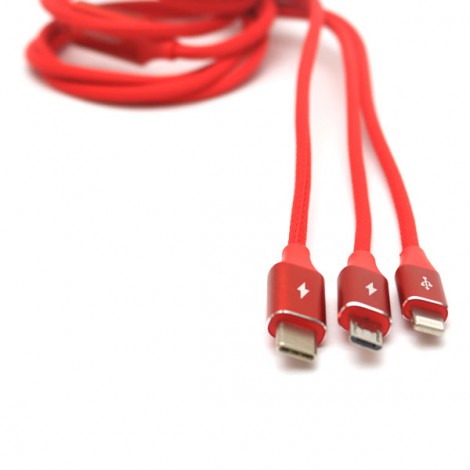 Cable Pisen 3-in-1 (Lightning & Type-C & Micro USB ) Aluminum alloy braided 1,5m